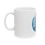 Mermaid Art Ceramic Mug — Watercolor Seahorse Mermaid Illustration (11oz, 15oz)