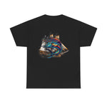 Marlin With Claw Mark And Pirateship  T-shirt  | Men's Tee | Ocean Fantasy Tee