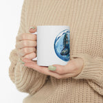 Mermaid Art Ceramic Mug — Watercolor Seahorse Mermaid Illustration (11oz, 15oz)