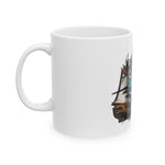 Sailfish Pirate Ship Ceramic Mug — Colorful Sailfish Nautical Coffee Cup (11oz & 15oz)