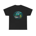 Bloody Shark Oval Picture No Shark Shadow Design  T-shirt | Men's Tee | Ocean Fantasy Tee
