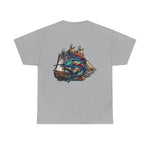 Marlin With Claw Mark And Pirateship  T-shirt  | Men's Tee | Ocean Fantasy Tee