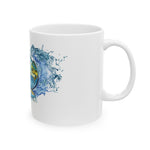 Fishing Wave Ceramic Mug — "SaluFins Gulf Shores, AL" Beach & Ocean Coffee Cup (11oz/15oz)