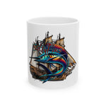 Sailfish Pirate Ship Ceramic Mug — Colorful Sailfish Nautical Coffee Cup (11oz & 15oz)