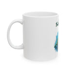 Sea Turtle 'Salty Fins' Ceramic Mug — Coastal Ocean Wildlife Coffee Cup (11oz/15oz)
