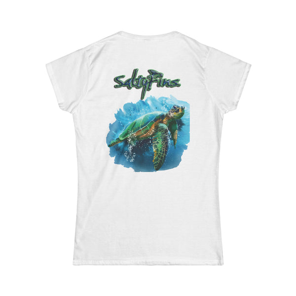 Salty Fins Sea Turtle Design T-Shirt | Women's Tee | Ocean Fantasy Tee