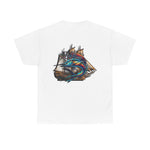Marlin With Claw Mark And Pirateship  T-shirt  | Men's Tee | Ocean Fantasy Tee