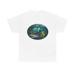 Bloody Shark Oval Picture No Shark Shadow Design  T-shirt | Men's Tee | Ocean Fantasy Tee