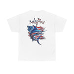 American Blue Marlinwith Logo Design T-Shirt | Men's Tee | Ocean Fantasy Tee