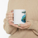 Sea Turtle 'Salty Fins' Ceramic Mug — Coastal Ocean Wildlife Coffee Cup (11oz/15oz)