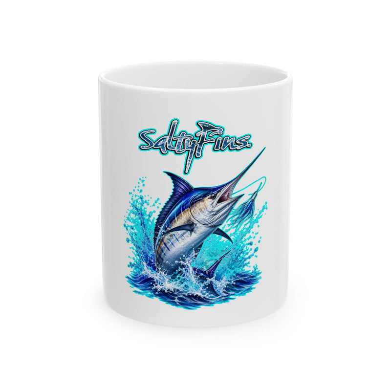 Blue Marlin Neon Blue Ceramic Mug, (11oz, 15oz)